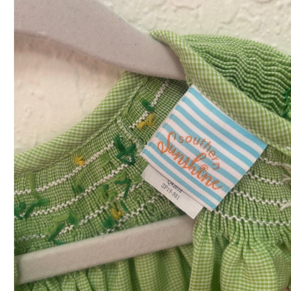 Southern Sunshine $50 Shamrock St. Patrick Smocked Bishop Bubble Outfit Sz 3 - Picture 6 of 7